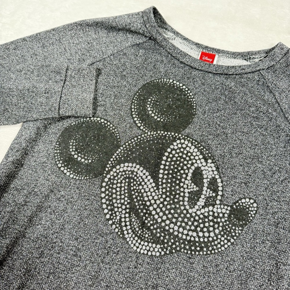 Disney Mickey Mouse Long Sleeve Metallic Pullover Sweatshirt Gray‎ XLarge